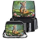 Kidaroo Tiger Lily School Backpack& Lunchbox for Girls, Boys, Kids (BLACK) [並行輸入品]