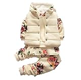 【ノーブランド品】 ベビー服 花柄アウター 白 3点セット (73cm) [並行輸入品]