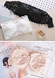 SweetPlus カップ付き チューブトップ ブラトップ インナーブラ 見せブラ セクシーレース ノンワイヤー 白 黒 2枚 セット (ホックタイプ 3色)