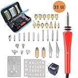 TSECO ウッドバーニングセット 焼き絵セット 木彫りキット 木製クラフトツール DIY作業工具 彫刻 型押し 美術工芸品 趣味 日本語説明書 日本専用変換プラグ付き 38個