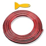 車の隙間トリムストリップ 隙間に差し込む成型車トリムストリップ インテリアスリムモール 装飾用 内装ドレスアップアイテム DIY フレキシストリップトリムアクセサリー インテリアアクセサリー（メッキレッド） 長さ5m 幅3mm 取付スキージー付属