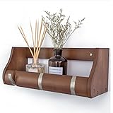 Bamboo Wall Hanging Shelf with亜鉛合金フック、ソリッドハンギングラックバスルーム、寝室、廊下、リビングルーム 15 inches LE