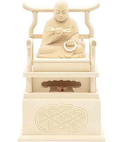 Amazon｜木彫りの仏像 弘法大師(祖師高僧) 柘植製 (高さ23cm×巾15.5cm