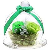 TEATSIGHT プリザーブドフラワー フラワーアレンジ ラッピング済み ガラスポット入り 2輪 ( バラ グリーン ）