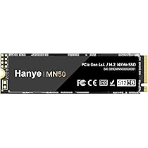 Amazon | Hanye SSD 512GB PCIe Gen4x4 M.2 NVMe 2280 R:4800MB