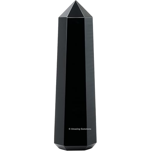 Large Black Obsidian Crystal Towers ~ Natural Healing Crystal Point Obelisk for Reiki Healing and Crystal Grid (5.5" to 6" IN