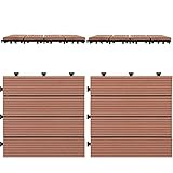 樹脂製 ジョイントタイル ベランダ 庭 タイル 屋外用 樹脂 マット 〔4枚セット・幅29.5cm〕 ブラウン