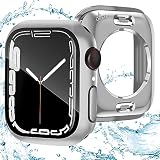 ANYOI 対応 アップルウォッチ カバー 40mm 41mm 42mm 44mm 45mm 46mm 49mm Apple Watch ケース 防水 2 in 1 前後の保護 アップルウォッチ ケース 耐衝撃 Apple Watch カバー 全面保護 装着簡単 高耐久 高透過率 PC素材 Series 9/8/7 41mm 防水のシルバー
