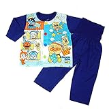 アンパン 天竺 お着替練習 腹巻付パジャマ ブルー◇80cm