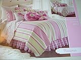 Mariposa Twin Reversible Cotton Pink, Green and White Striped / Floral Quilt [並行輸入品]