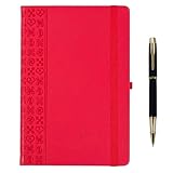 WEYEAH クラシックスタイルのハードシェルノートブック ボールペン付き 100g の厚くて滑らかな筆記用紙 横罫,128ページ 21.5