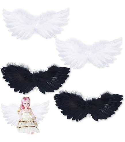 Amazon.co.jp: 2個 ミニ ブラック&ホワイト 天使の羽 翼 クラフト用