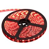 XKTTSUEERCRR Black PCB 16.4ft/5M SMD 5050 300LED/Roll Red Color Waterproof(IP65) Flexible Strip Ligh