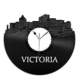 vinylshopus Victoriaカナダビニール壁時計City Skyline Uniqueギフトホームルームオフィス装飾|ユニークなギフト記念日|ホームDecor