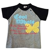 ベビー ラグラン 半袖Ｔシャツ グレー 生後6ヶ月 70cm 背面フリル 蝶々