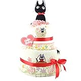 おむつケーキ ジジ 魔女の宅急便 ジブリ 2段 出産祝い ベビーギフト タオル ガラガラ スタイ ぬいぐるみ jiji4
