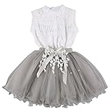 Cutelove 子供服 Tシャツ＆スカート 上下セット タンクトップ 上着 ボンボンスカート 女の子 キッズ ビーズ飾り レース 可愛い 袖なし 夏 おしゃれ