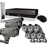 Home Monitoring Surveillance Security Camera System Indoor/Outdoor - 16Ch 4TB DVR with Set of 8 700T