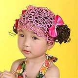 新生児 赤ちゃん 髪飾り 帽子 かつら ウィッグ 付き ベビー＆キッズ ベビー ヘアバンド 伸縮性がある (4)