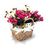 ナチュラル 雑貨 かわいい ミニ 薔薇 ＆ 籐カゴ インテリアフラワー