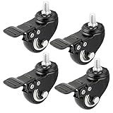 uxcell キャスターホイール　ショッピングトロリー　M10 x 14mm　回転式　ブラック、シルバートー　4個入り