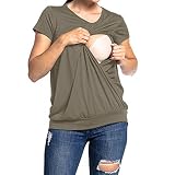 妊婦服 半袖Tシャツ 夏服 トップス Timsa レディース 2018新番 マタニティ パジャマ 授乳口 二層 トップス インナー スプライス 授乳口付き ルームウェア 春夏服 快適 ゆったり 上着 