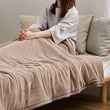 萩原 毛布 ベージュ 約140×200cm 「メレンゲタッチ プレミアム」 シングル 洗濯機で洗える 秋冬 暖かい 柔らか フランネル 3層構造 厚手 軽め