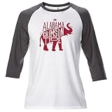 University of Alabama Vintage Mascotラグラン – ホワイト/ダークグレー L グレイ