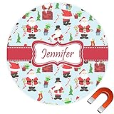 Santas w / Presentsラウンドカーマグネット( Personalized ) 9" x 9" レッド cp-rnd-mgnt-9+204292