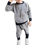 JIANGWEI ベビー服 幼児 赤ちゃん 男の子 ニット ストライプ スウェット パーカー パンツ 上下 2点セット 秋冬 ファッション かわいい 写真通り100