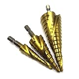 1/4 "六角シャンクステップhss 4241 hssスパイラルフルートステップドリルビットセットコアドリルビットコーンステップドリルビットセット穴カッター-Ax1PCS