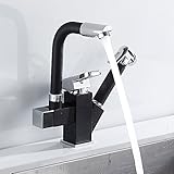 elfishjp キッチン用水栓 浴室用水栓 シングルレバー混合水栓 ハンドシャワー付 キッチンや洗面両用 伸縮ノズル 360度回転 台付 混合水栓　高品質　耐用 冷 温 切換え 2wayの吐水式