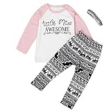 Muxika 1set新生児赤ちゃん女の子子供用かわいいレタープリントTシャツ+パンツ+ヘッドバンド カラー: ホワイト