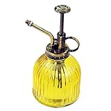 YIFAN スプレーボトル　ミニ霧吹き 水撒き　家庭用　園芸用 ガラス製 おしゃれ 霧吹きボトル 多肉植物 観葉植物 掃除 レトロ-黄色い　9 * 9 * 16cm