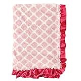 Hudson Baby Fur Blanket with Satin Ruffle, Pink Lattice by Hudson Baby