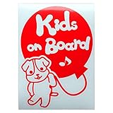レッド（赤） 犬 ジャックラッセルテリア 風船 Kids on board キッズオンボード ステッカー 窓ガラス用シールタイプ 車 戌 干支 動物