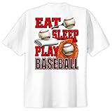 野球Tシャツ: Eat , Sleep and Play Baseball ホワイト