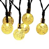 Jinggle LED30球 アウトドア ソーラーストリングライト ガーデン 装飾 クリスマス パーティー 用 屋内 /屋外 防水 8パターン 飾りライト (Warm White)