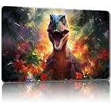 Malqiqi プレイマット MTG用 無料収納バッグ付き ゲームマット 24 x 14インチ カード用TCG ボードゲームマット マウスパッド デスクマット (恐竜5-レギュラー)