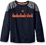 NFL Denver Broncos Boys 47「ガンマ」長袖パフォーマンスTシャツ、ダークネイビー、S ( 4 )