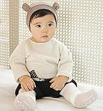 くまみみ 帽子 ベビー用 ブラウン ネイビー 耳付き ボーダー プレゼント (ブラウン)