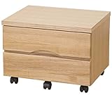 天然木タモ突板プリンターワゴン 幅50cm キャスター付/ライトブラウン