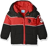 U.S. Polo Assn. Baby Boys' Heavyweight Bubble Jacket Black/Red 12 Months [並行輸入品]