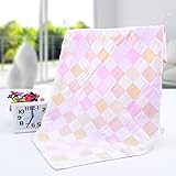 JINALV ベビーケット ガーゼケット 100×95cm ガーゼ タオル 子供 バスタオル ベビー タオルケット 新生児 赤ちゃん 綿 100% フワフワ (ピンク)