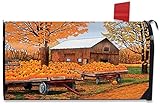 Pumpkinville Fall Magnetic Mailbox Cover Autumn Wagon Barn Standard [並行輸入品]