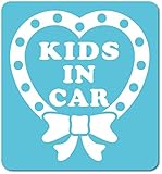 imoninn KIDS in car ステッカー　【マグネットタイプ】　No.09　ハートリボン　（水色）