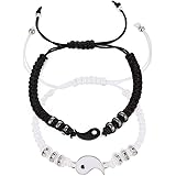 Yin Yang Matching Bracelets for Couples Gifts for Boyfriend Girlfriend Adjustable Cord Best Friend Bracelets for 2 Bff Friend
