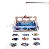 Rolimate2歳の歳の学年の子どもたちの年齢に、初期のデスクトップを移動する就学前教育初等教育初等教育木製磁気漁具上の11の木製のパズルのおもちゃの釣りゲームシリーズは子供の男の子と女の子の幼児ユ