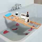 Generic NV _ 1008004521-qyus484521調節可能なBookキャディSH Bathtubラック竹CADD竹キャディシェルフBラックAタブホルダースタンドERスタンドトレイシャ
