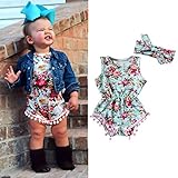 ベビー服 ボディースーツ、ルックアタックベビーガールズフラワーボディースーツロンパージャンプスーツサンスーツ